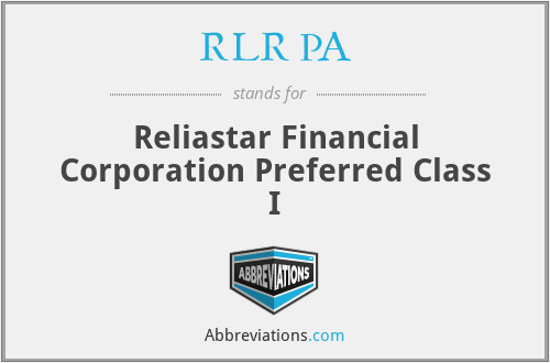 RLR PA - Reliastar Financial Corporation Preferred Class I